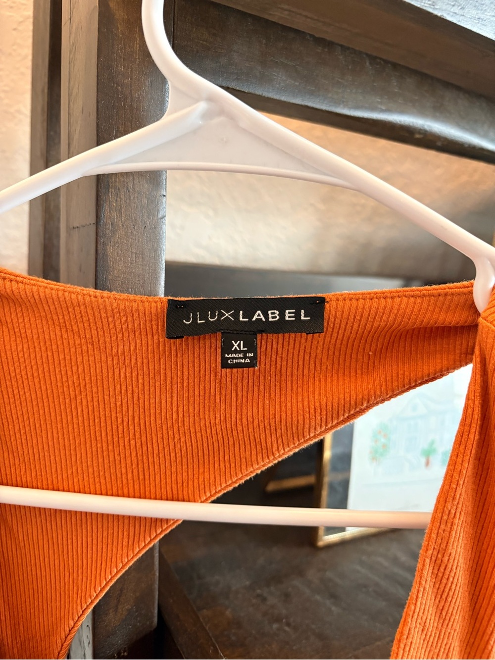 JLUXLABEL One-Shoulder Orange Ribbed Bodysuit - Picture 2 of 2